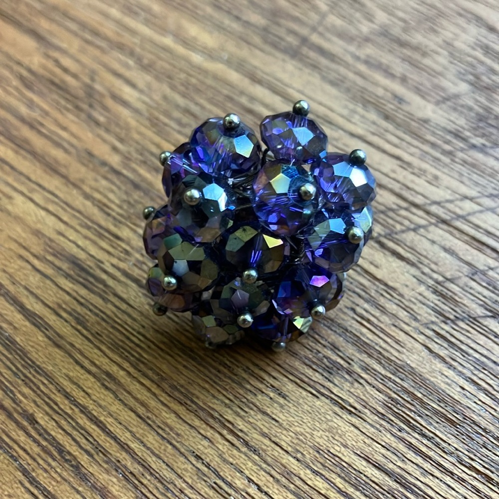 Maximalist Adjustable‎ Oil Slick Purple Cluster Ring